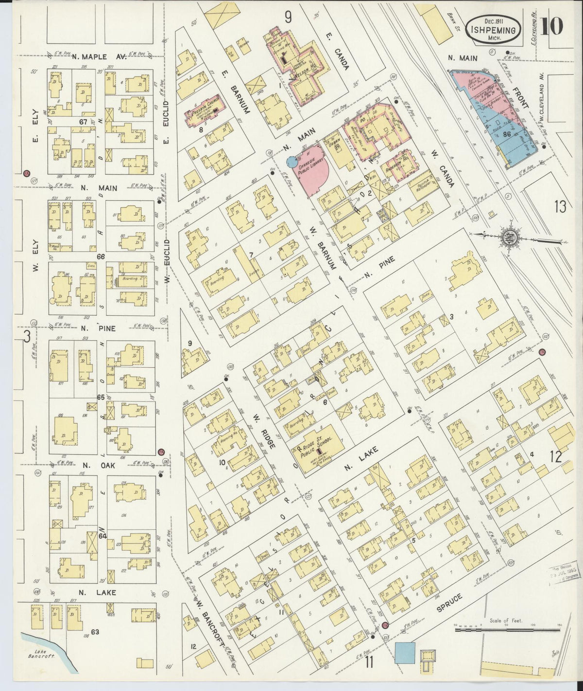 Sanborn Fire Insurance Map from Ishpeming, Marquette County, Michigan (1911), Sheet #0010 - Historic Sanborn Fire Insurance Map Print, vintage old map wall art, antique decor, genealogy gift, Michigan Michigan map