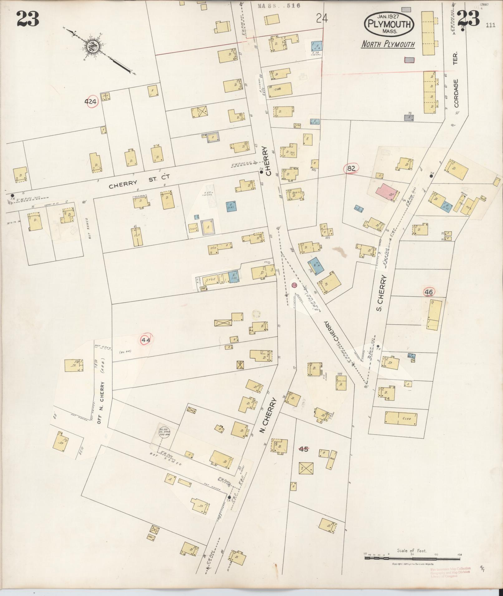 Sanborn Fire Insurance Map from Plymouth, Plymouth County, Massachusetts (1948), Sheet #0023 - Complete Map Set gallery image, historic Sanborn map, vintage wall art, Massachusetts Massachusetts