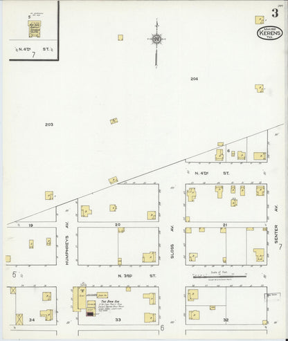 Sanborn Fire Insurance Map from Kerens, Navarro County, Texas (1921), Sheet #0003 - Complete Map Set gallery image, historic Sanborn map, vintage wall art, Texas Texas