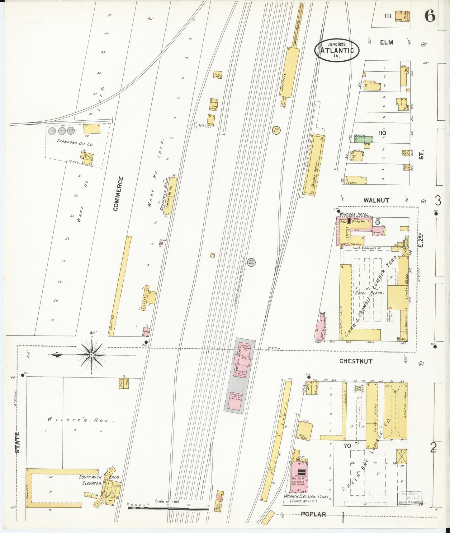 Sanborn Fire Insurance Map from Atlantic, Cass County, Iowa (1899), Sheet #0006 - Historic Sanborn Fire Insurance Map Print, vintage old map wall art