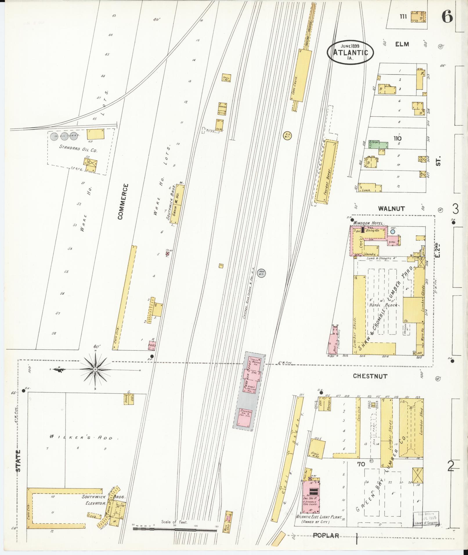 Sanborn Fire Insurance Map from Atlantic, Cass County, Iowa (1899), Sheet #0006 - Historic Sanborn Fire Insurance Map Print, vintage old map wall art