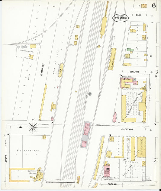 Sanborn Fire Insurance Map from Atlantic, Cass County, Iowa (1899), Sheet #0006 - Historic Sanborn Fire Insurance Map Print, vintage old map wall art