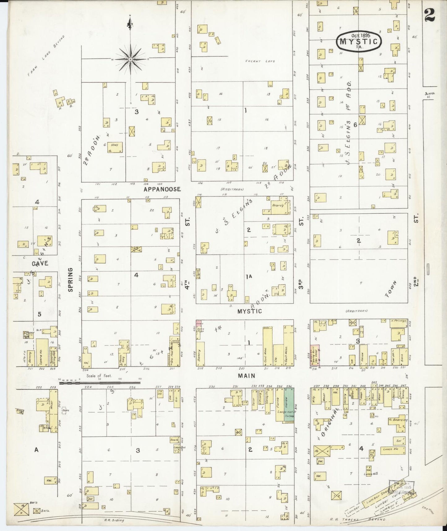 Sanborn Fire Insurance Map from Mystic, Appanoose County, Iowa (1895), Sheet #0002 - Historic Sanborn Fire Insurance Map Print