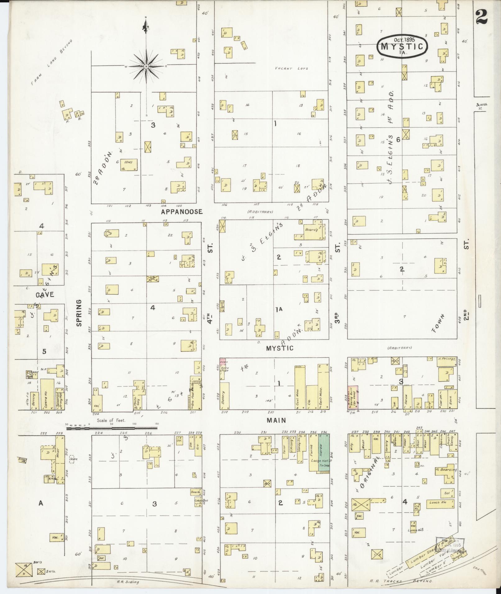 Sanborn Fire Insurance Map from Mystic, Appanoose County, Iowa (1895), Sheet #0002 - Historic Sanborn Fire Insurance Map Print