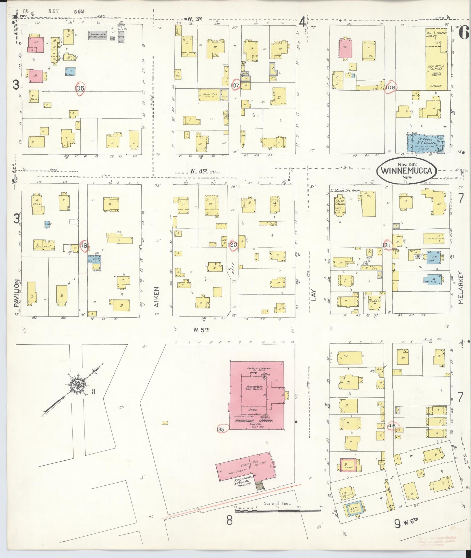 Sanborn Fire Insurance Map from Winnemucca, Humboldt County, Nevada (1943), Sheet #0006 - Historic Sanborn Fire Insurance Map Print, vintage old map wall art, antique decor, genealogy gift, Nevada Nevada map