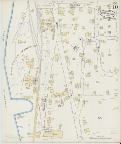 Sanborn Fire Insurance Map from Birmingham, New Haven County, Connecticut (1886), Sheet #0010 - Complete Map Set gallery image, historic Sanborn map, vintage wall art, Connecticut Connecticut