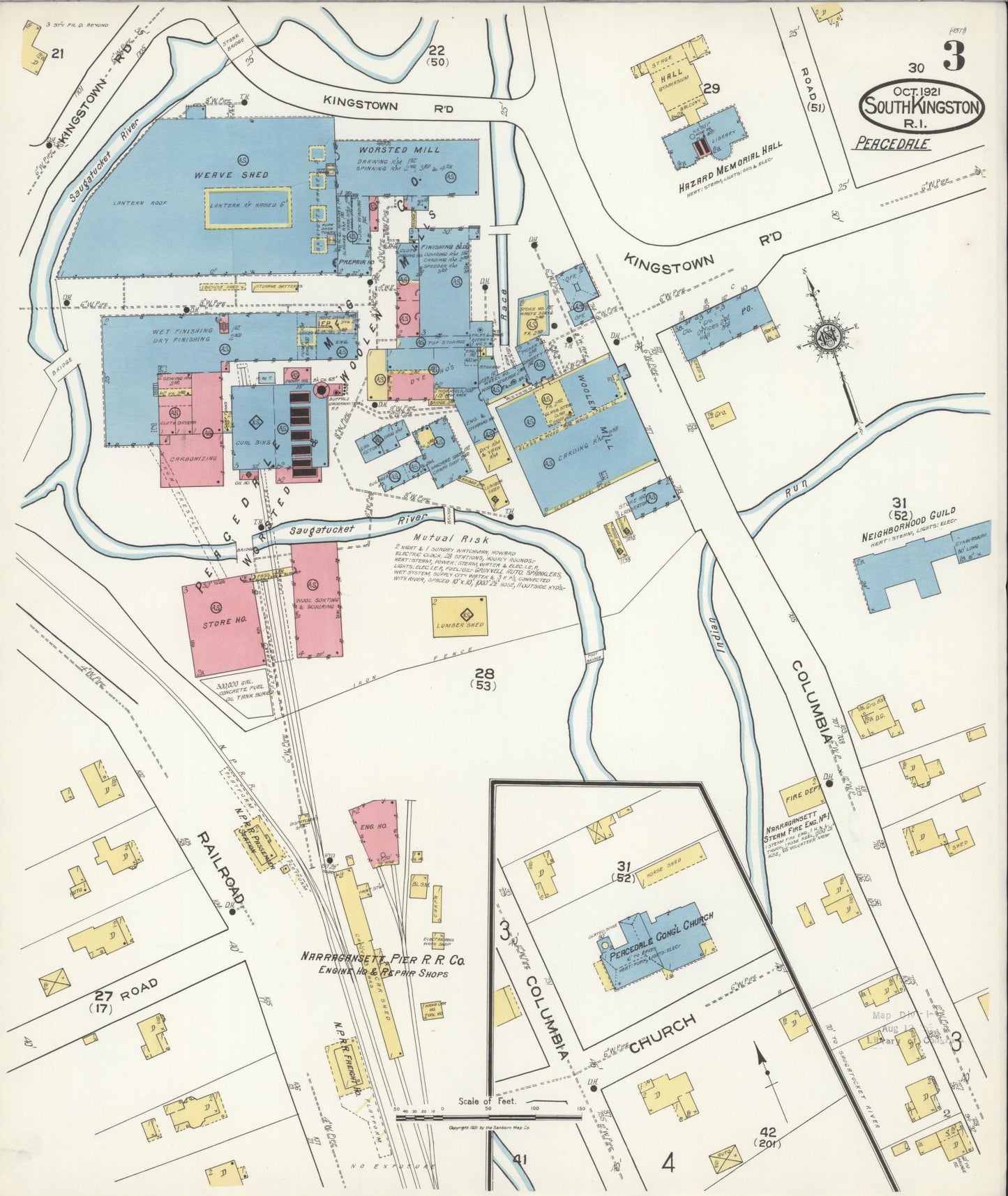 Sanborn Fire Insurance Map from South Kingstown, Washington County, Rhode Island (1921), Sheet #0003 - Complete Map Set gallery image, historic Sanborn map, vintage wall art, Rhode Island Rhode Island