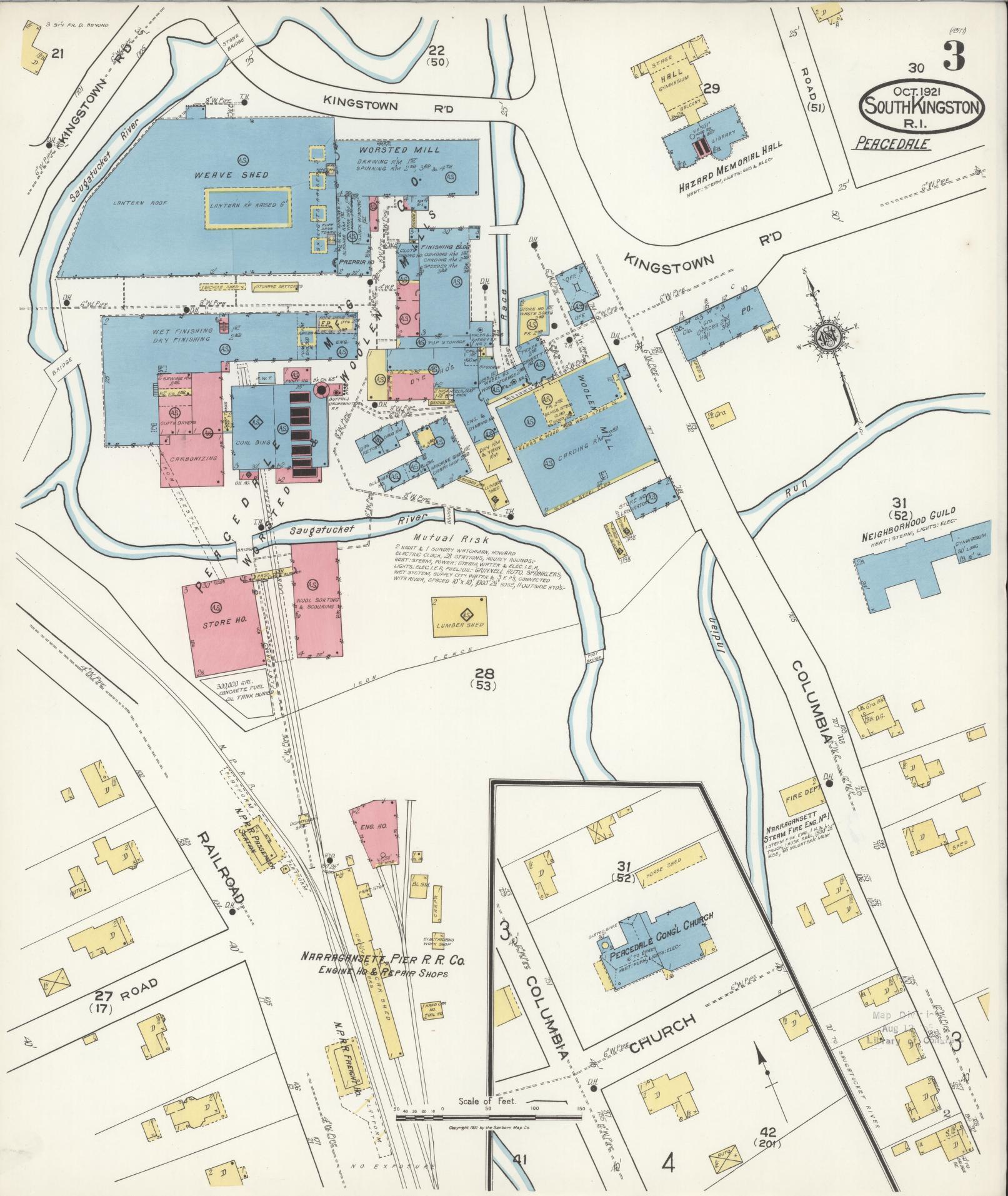 Sanborn Fire Insurance Map from South Kingstown, Washington County, Rhode Island (1921), Sheet #0003 - Complete Map Set gallery image, historic Sanborn map, vintage wall art, Rhode Island Rhode Island