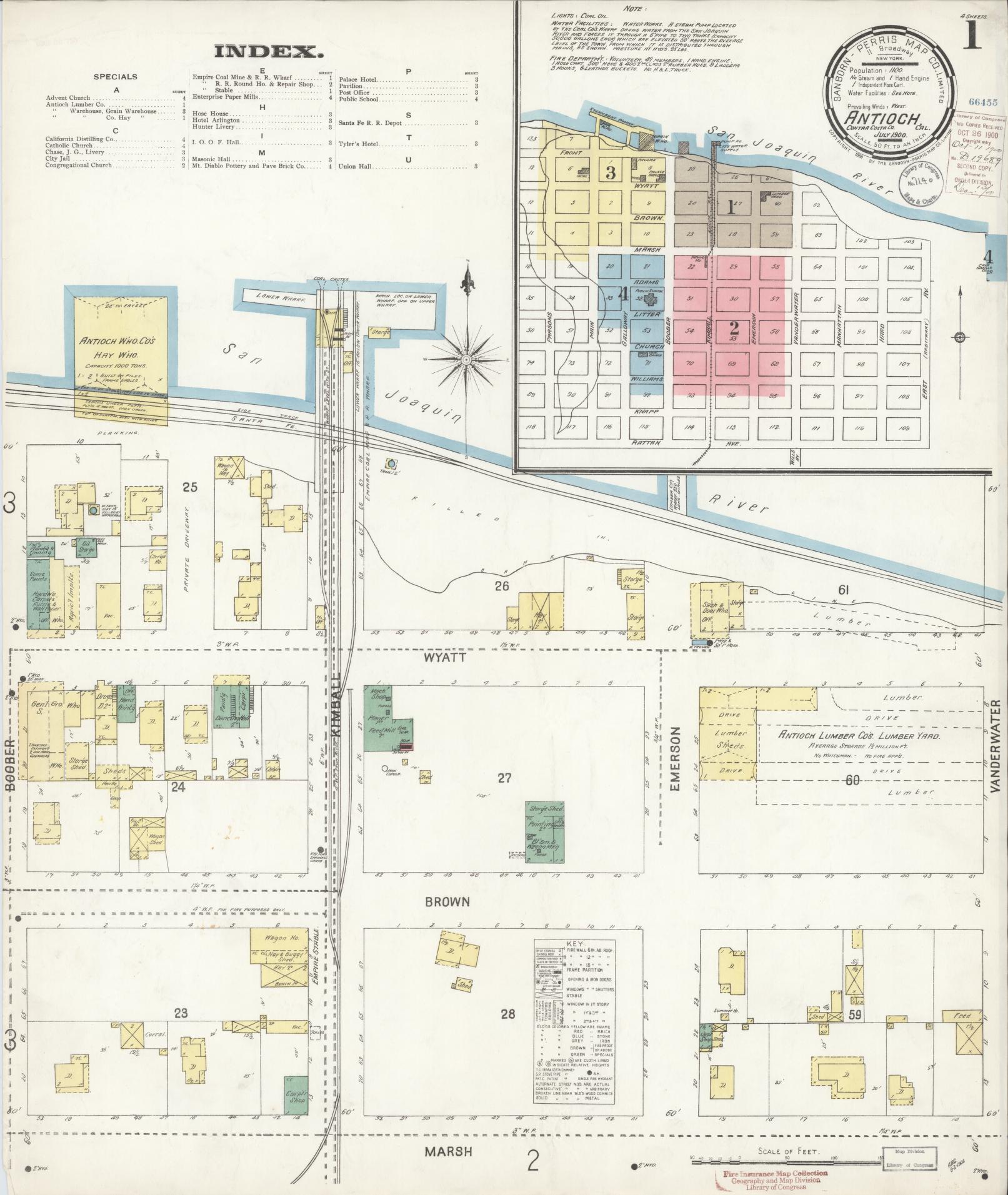 Sanborn Fire Insurance Map from Antioch, Contra Costa County, California. (1900) – Historic Sanborn Fire Insurance Map Print