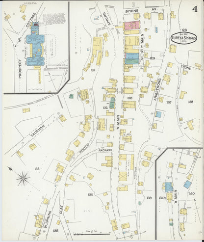 Sanborn Fire Insurance Map from Eureka Springs, Carroll County, Arkansas (1892), Sheet #0004 - Complete Map Set gallery image, historic Sanborn map, vintage wall art, Arkansas Arkansas