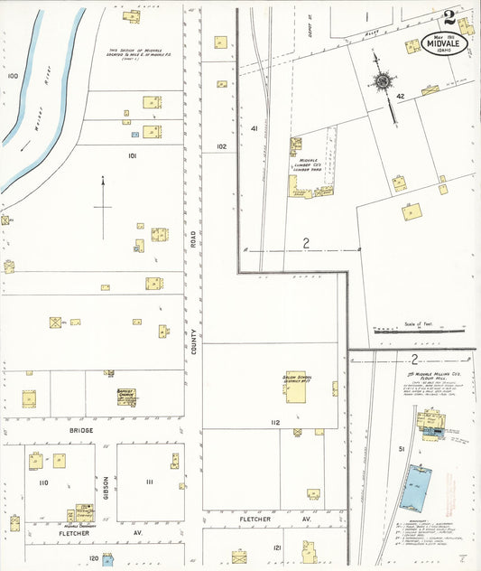 Sanborn Fire Insurance Map from Midvale, Washington County, Idaho (1911), Sheet #0002 - Historic Sanborn Fire Insurance Map Print, vintage old map wall art, antique decor, genealogy gift, Idaho Idaho map