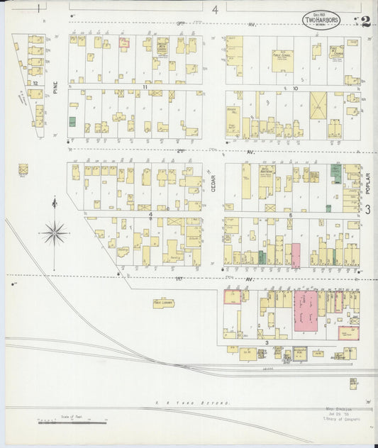 Sanborn Fire Insurance Map from Two Harbors, Lake County, Minnesota (1901), Sheet #0002 - Historic Sanborn Fire Insurance Map Print, vintage old map wall art, antique decor, genealogy gift, Minnesota Minnesota map