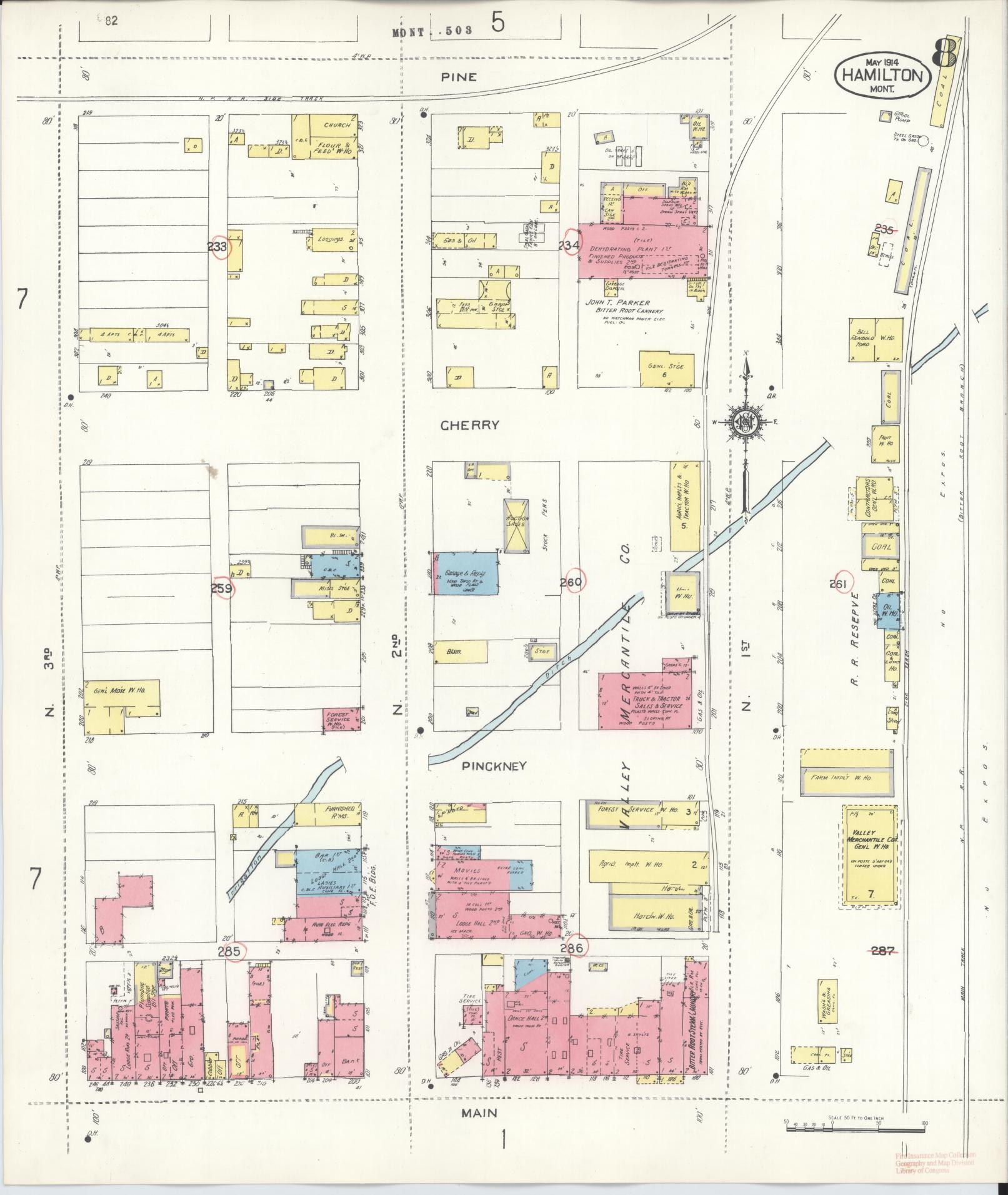Sanborn Fire Insurance Map from Hamilton, Ravalli County, Montana (1944), Sheet #0008 - Historic Sanborn Fire Insurance Map Print, vintage old map wall art, antique decor, genealogy gift, Montana Montana map