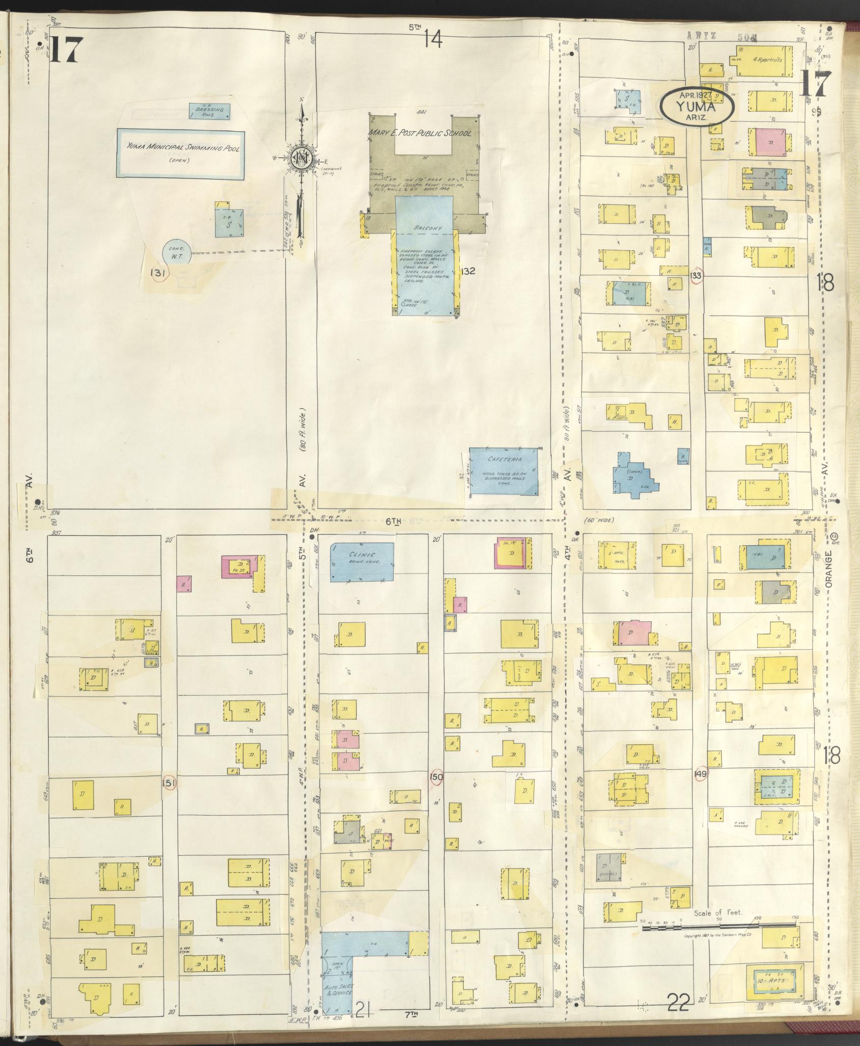 Sanborn Fire Insurance Map from Yuma, Yuma County, Arizona (1948), Sheet #0017 - Complete Map Set gallery image, historic Sanborn map, vintage wall art, Arizona Arizona