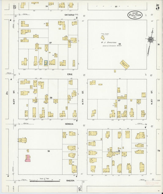 Sanborn Fire Insurance Map from Fulton, Oswego County, New York (1911), Sheet #0005 - Historic Sanborn Fire Insurance Map Print, vintage old map wall art, antique decor, genealogy gift, New York New York map