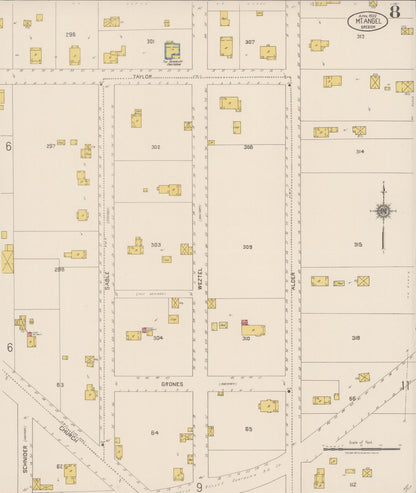 Sanborn Fire Insurance Map from Mount Angel, Marion County, Oregon (1922), Sheet #0008 - Complete Map Set gallery image, historic Sanborn map, vintage wall art, Oregon Oregon