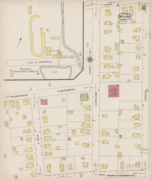 Sanborn Fire Insurance Map from Wayland, Steuben County, New York (1922), Sheet #0008 - Historic Sanborn Fire Insurance Map Print, vintage old map wall art, antique decor, genealogy gift, New York New York map