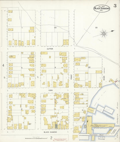 Sanborn Fire Insurance Map from Black Diamond, Contra Costa, California (1903), Sheet #0003 - Historic Sanborn Fire Insurance Map Print, vintage old map wall art, antique decor, genealogy gift, California California map