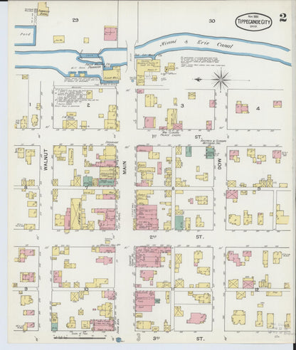 Sanborn Fire Insurance Map from Tipp City, Miami County, Ohio (1892), Sheet #0002 - Historic Sanborn Fire Insurance Map Print, vintage old map wall art, antique decor, genealogy gift, Ohio Ohio map