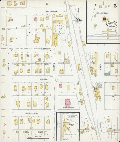Sanborn Fire Insurance Map from Pontiac, Livingston County, Illinois (1903), Sheet #0005 - Complete Map Set gallery image, historic Sanborn map, vintage wall art, Illinois Illinois