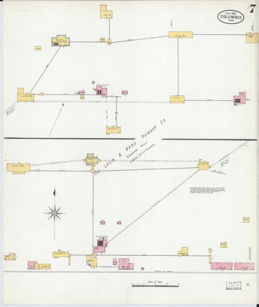 Sanborn Fire Insurance Map from Columbus, Cherokee County, Kansas (1905), Sheet #0007 - Historic Sanborn Fire Insurance Map Print, vintage old map wall art, antique decor, genealogy gift, Kansas Kansas map