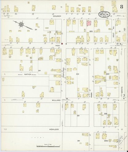 Sanborn Fire Insurance Map from Berlin, Coos County, New Hampshire (1914), Sheet #0008 - Complete Map Set gallery image, historic Sanborn map, vintage wall art, New Hampshire New Hampshire