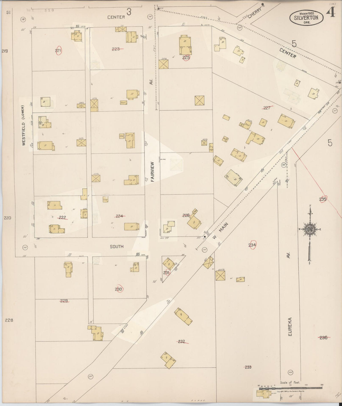 Sanborn Fire Insurance Map from Silverton, Marion County, Oregon (1939), Sheet #0004 - Historic Sanborn Fire Insurance Map Print, vintage old map wall art, antique decor, genealogy gift, Oregon Oregon map