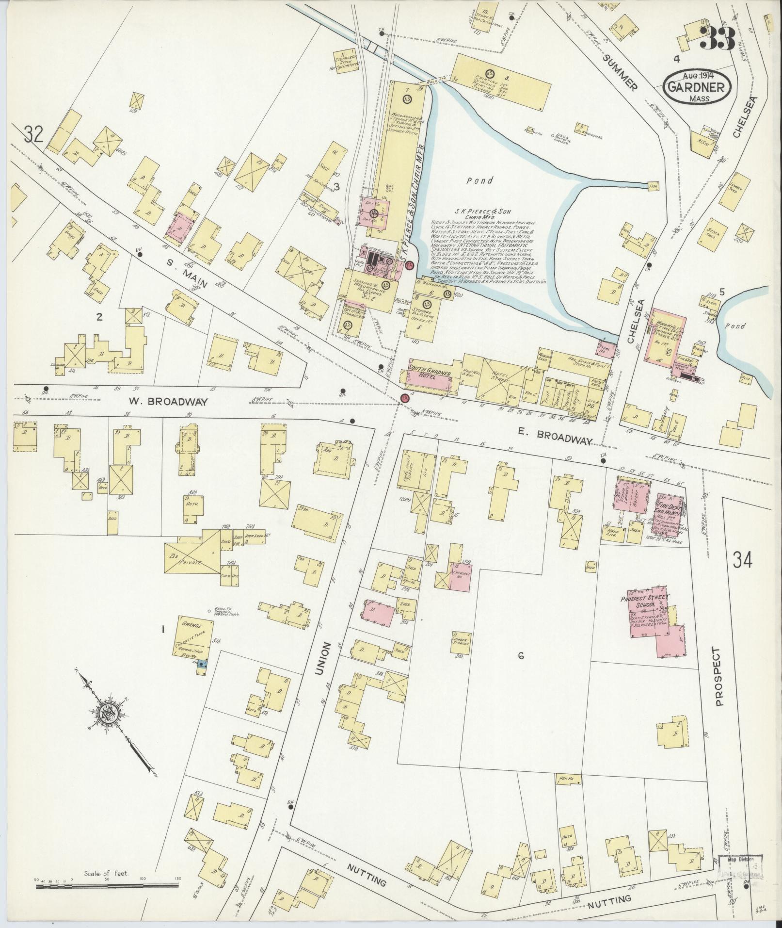 Sanborn Fire Insurance Map from Gardner, Worcester County, Massachusetts (1914), Sheet #0033 - Complete Map Set gallery image, historic Sanborn map, vintage wall art, Massachusetts Massachusetts