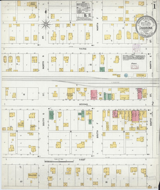 Sanborn Fire Insurance Map from Shabbona, De Kalb County, Illinois (1905), Sheet #0001 - Historic Sanborn Fire Insurance Map Print, vintage old map wall art, antique decor, genealogy gift, Illinois Illinois map