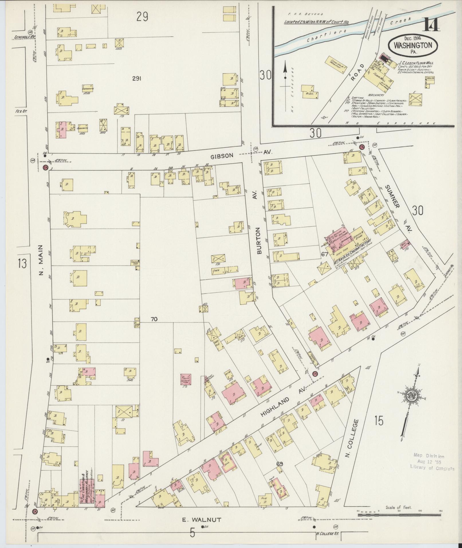 Sanborn Fire Insurance Map from Washington, Washington County, Pennsylvania (1914), Sheet #0014 - Complete Map Set gallery image, historic Sanborn map, vintage wall art, Sanborn Fire Insurance Map from Washington Washington