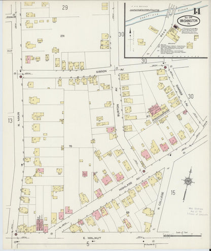 Sanborn Fire Insurance Map from Washington, Washington County, Pennsylvania (1914), Sheet #0014 - Complete Map Set gallery image, historic Sanborn map, vintage wall art, Sanborn Fire Insurance Map from Washington Washington