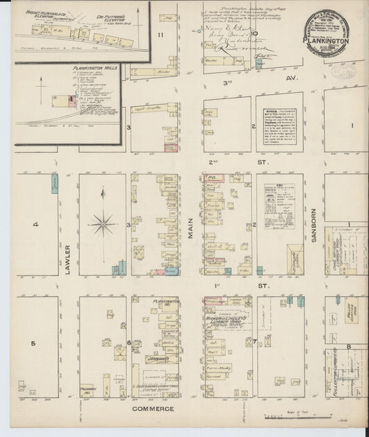 Sanborn Fire Insurance Map from Plankinton, Aurora County, South Dakota (1884), Sheet #0001 - Historic Sanborn Fire Insurance Map Print, vintage old map wall art, antique decor, genealogy gift, South Dakota South Dakota map