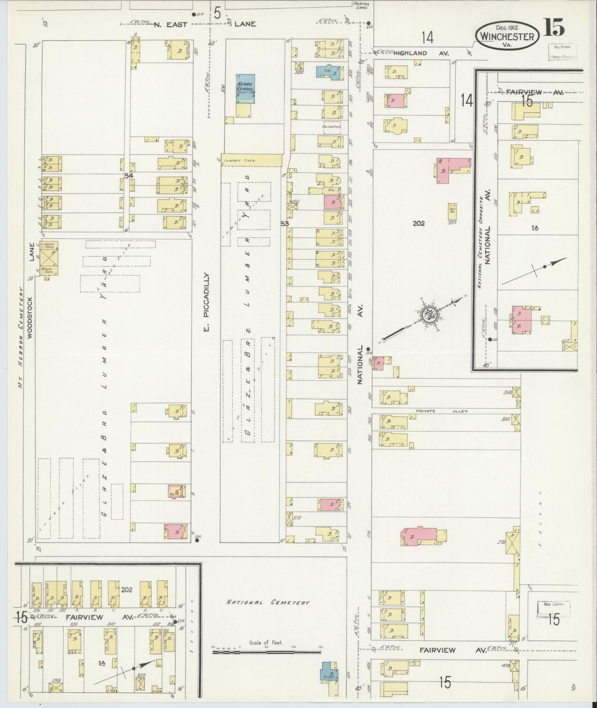 Sanborn Fire Insurance Map from Winchester, Independent Cities, Virginia (1912), Sheet #0015 - Complete Map Set gallery image, historic Sanborn map, vintage wall art, Virginia Virginia