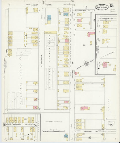 Sanborn Fire Insurance Map from Winchester, Independent Cities, Virginia (1912), Sheet #0015 - Complete Map Set gallery image, historic Sanborn map, vintage wall art, Virginia Virginia