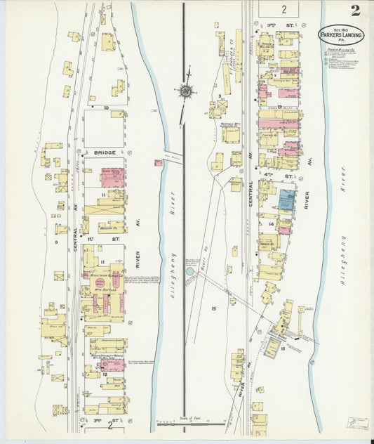 Sanborn Fire Insurance Map from Parkers Landing, Armstrong County, Pennsylvania (1910), Sheet #0002 - Historic Sanborn Fire Insurance Map Print, vintage old map wall art, antique decor, genealogy gift, Pennsylvania Pennsylvania map