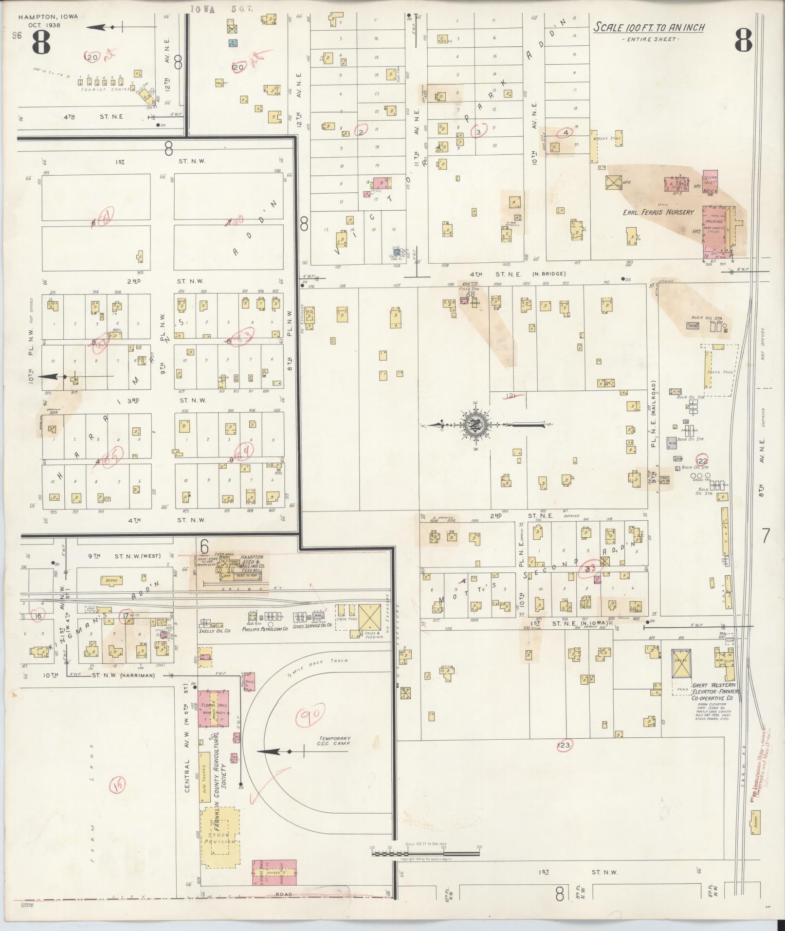 Sanborn Fire Insurance Map from Hampton, Franklin County, Iowa (1944), Sheet #0008 - Historic Sanborn Fire Insurance Map Print, vintage old map wall art