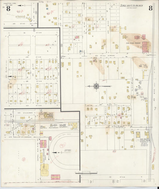 Sanborn Fire Insurance Map from Hampton, Franklin County, Iowa (1944), Sheet #0008 - Historic Sanborn Fire Insurance Map Print, vintage old map wall art