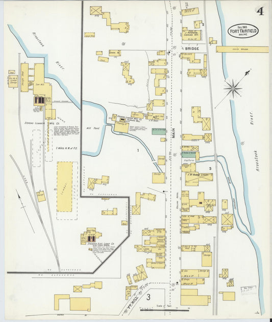 Sanborn Fire Insurance Map from Fort Fairfield, Aroostook County, Maine (1903), Sheet #0004 - Historic Sanborn Fire Insurance Map Print, vintage old map wall art, antique decor, genealogy gift, Maine Maine map