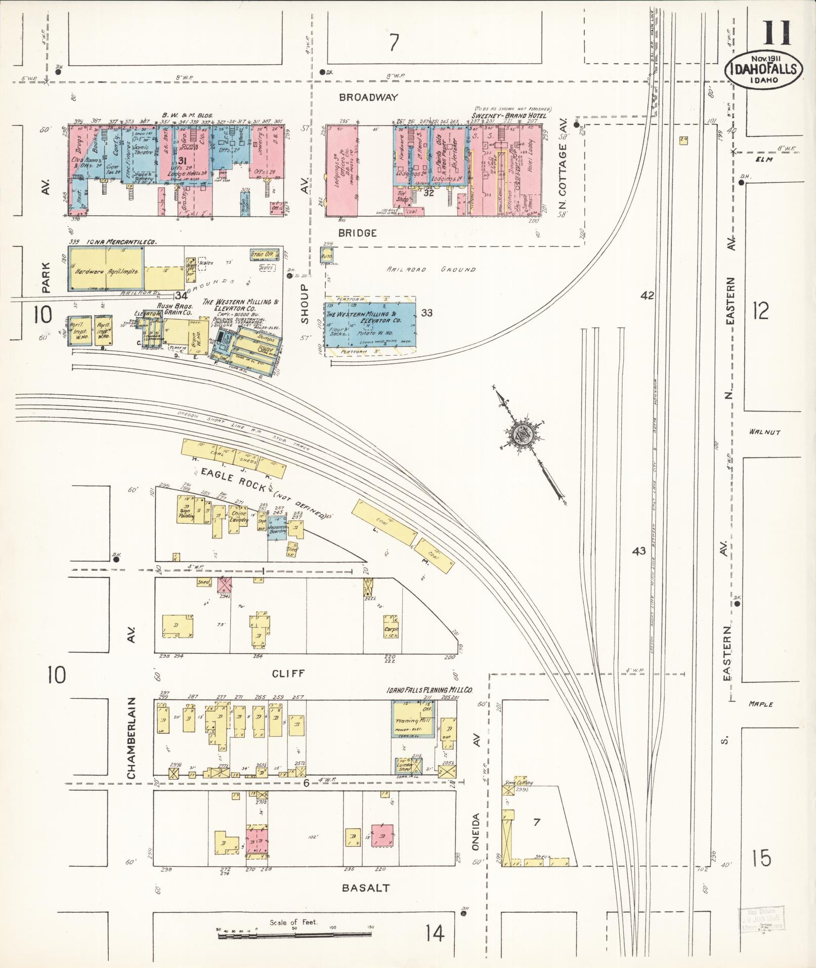 Sanborn Fire Insurance Map from Idaho Falls, Bonneville County, Idaho (1911), Sheet #0011 - Complete Map Set gallery image, historic Sanborn map, vintage wall art, Idaho Idaho