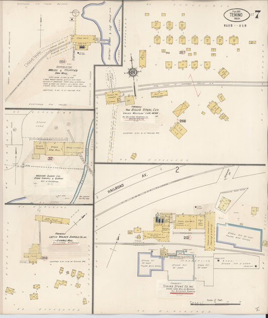 Sanborn Fire Insurance Map from Tenino, Thurston County, Washington (1942), Sheet #0007 - Historic Sanborn Fire Insurance Map Print, vintage old map wall art, antique decor, genealogy gift, Washington Washington map