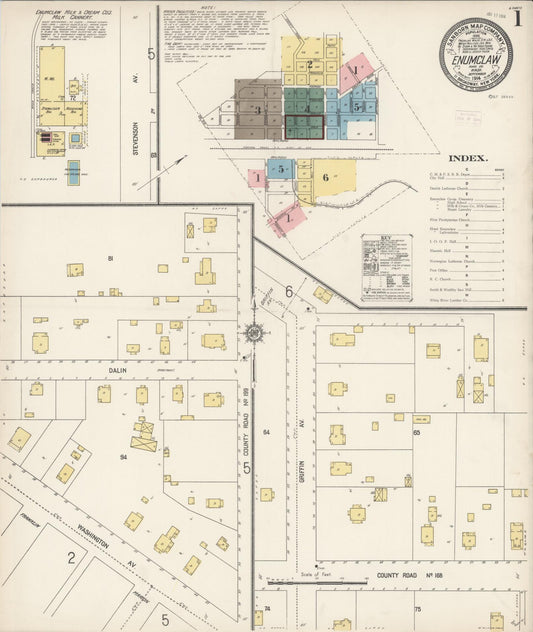 Sanborn Fire Insurance Map from Enumclaw, King County, Washington (1914), Sheet #0001 - Historic Sanborn Fire Insurance Map Print, vintage old map wall art, antique decor, genealogy gift, Washington Washington map