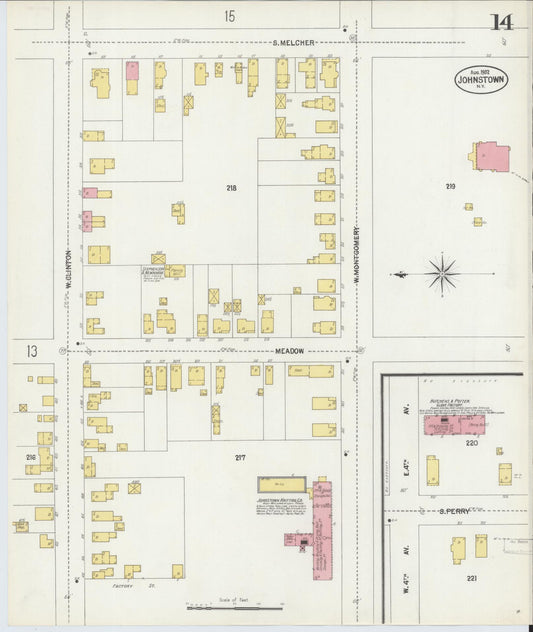 Sanborn Fire Insurance Map from Johnstown, Fulton County, New York (1902), Sheet #0014 - Historic Sanborn Fire Insurance Map Print, vintage old map wall art, antique decor, genealogy gift, New York New York map