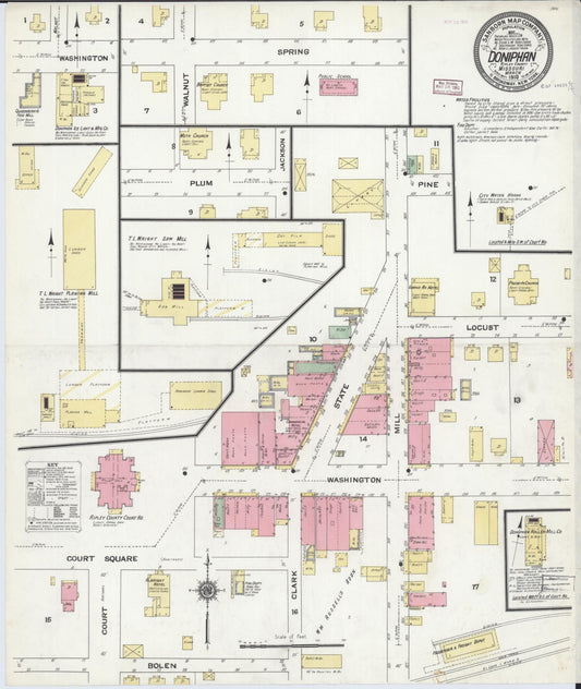 Sanborn Fire Insurance Map from Doniphan, Ripley County, Missouri (1910), Sheet #0001 - Historic Sanborn Fire Insurance Map Print, vintage old map wall art, antique decor, genealogy gift, Missouri Missouri map