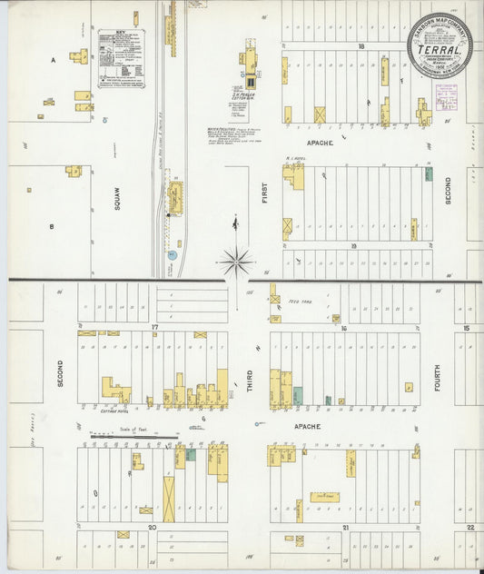 Sanborn Fire Insurance Map from Terral, Jefferson County, Oklahoma (1902), Sheet #0001 - Historic Sanborn Fire Insurance Map Print, vintage old map wall art, antique decor, genealogy gift, Oklahoma Oklahoma map