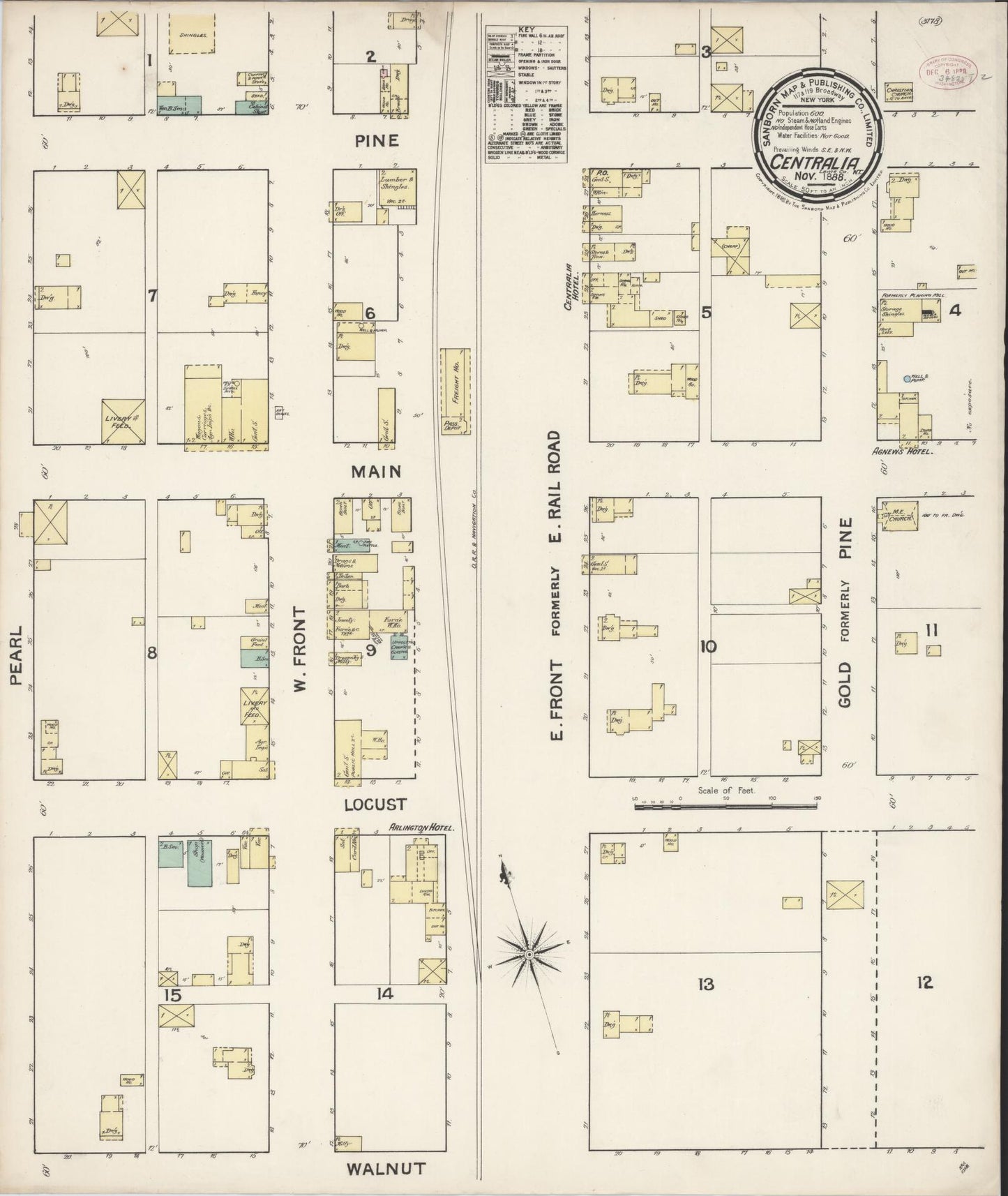 Sanborn Fire Insurance Map from Centralia, Lewis County, Washington. (1888) – Historic Sanborn Fire Insurance Map Print