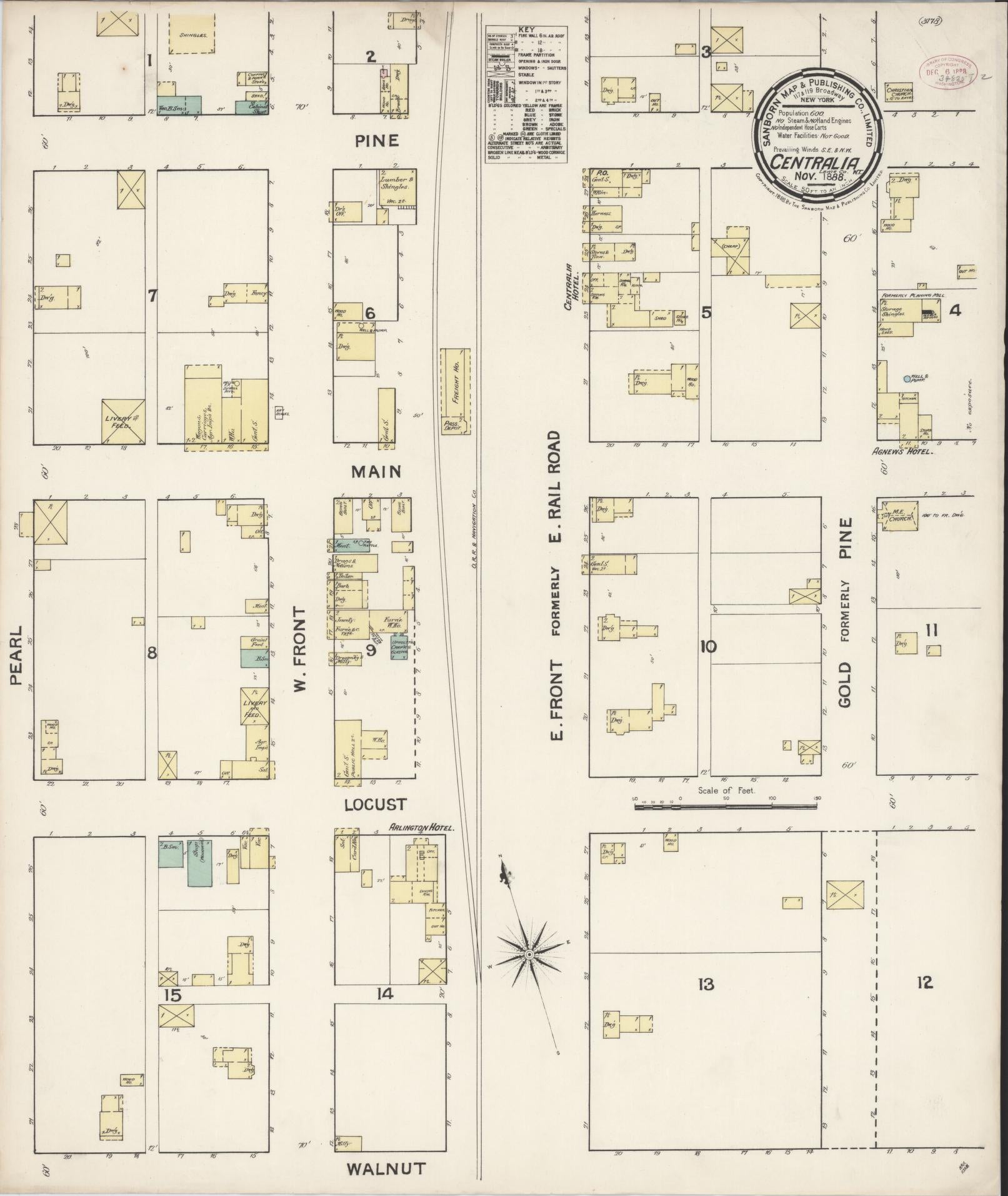 Sanborn Fire Insurance Map from Centralia, Lewis County, Washington. (1888) – Historic Sanborn Fire Insurance Map Print