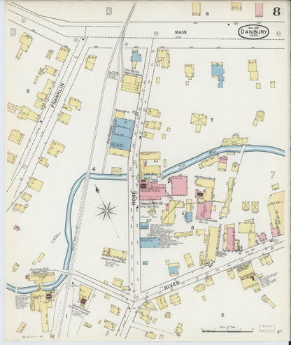 Sanborn Fire Insurance Map from Danbury, Fairfield County, Connecticut (1892), Sheet #0008 - Complete Map Set gallery image, historic Sanborn map, vintage wall art, Connecticut Connecticut
