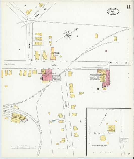 Sanborn Fire Insurance Map from Canisteo, Steuben County, New York (1909), Sheet #0008 - Historic Sanborn Fire Insurance Map Print, vintage old map wall art, antique decor, genealogy gift, New York New York map