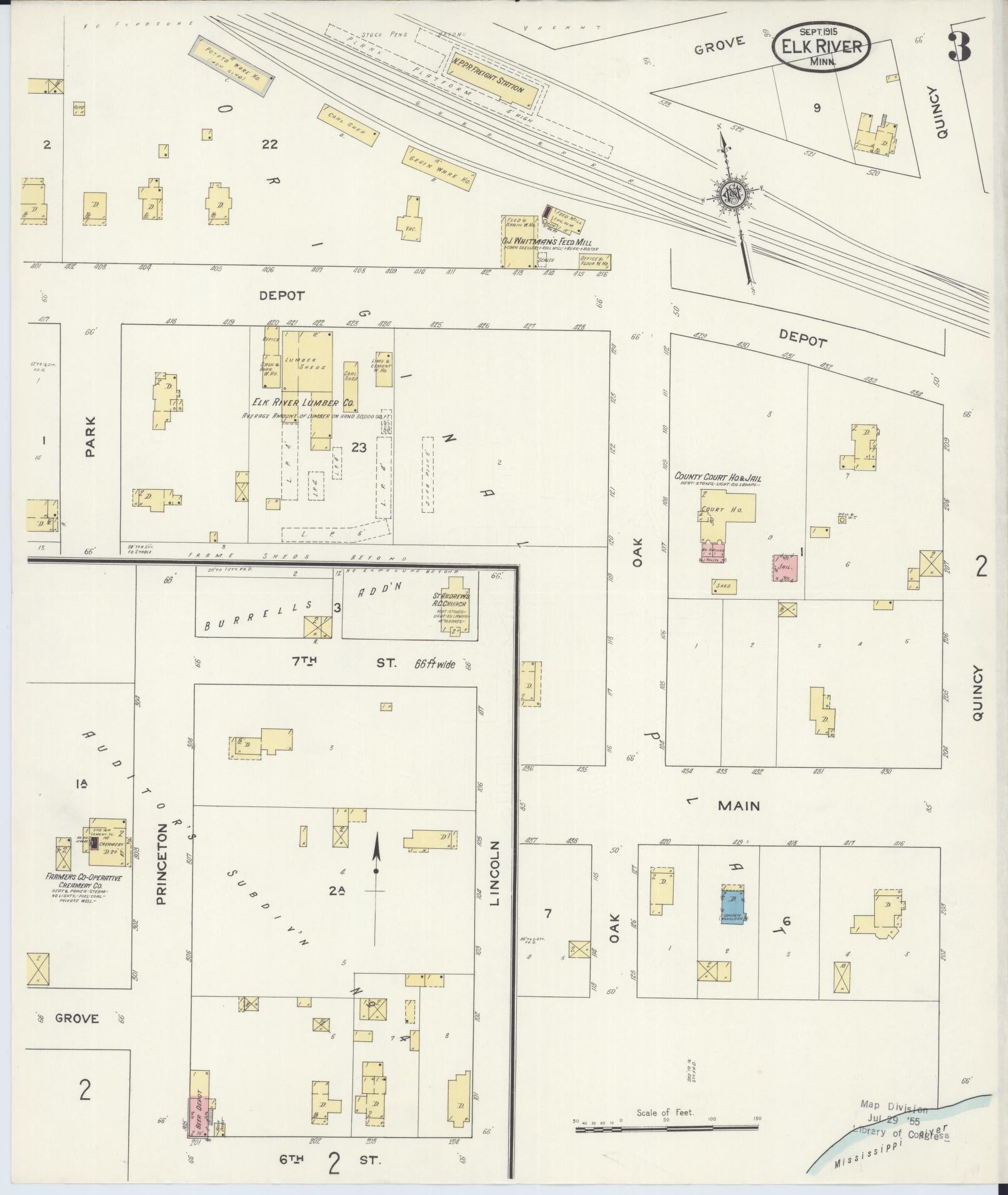 Sanborn Fire Insurance Map from Elk River, Sherburne County, Minnesota (1915), Sheet #0003 - Complete Map Set gallery image, historic Sanborn map, vintage wall art, Minnesota Minnesota