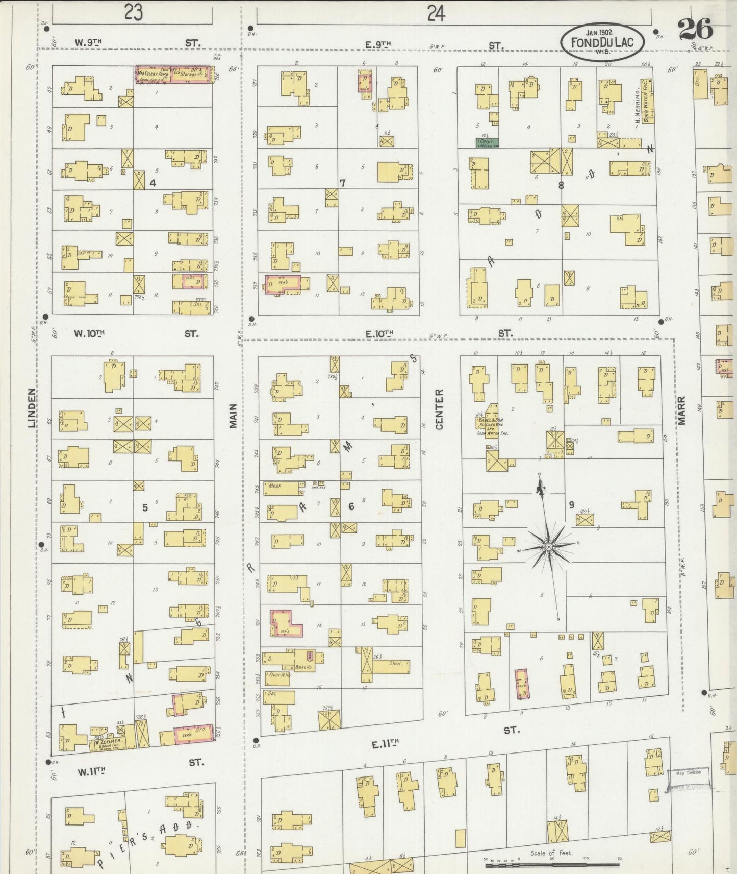 Sanborn Fire Insurance Map from Fond du Lac, Fond du Lac County, Wisconsin (1902), Sheet #0026 - Complete Map Set gallery image, historic Sanborn map, vintage wall art, Wisconsin Wisconsin